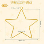 MECCANIXITY 4 Pcs Star Dream Catcher Rings, 6" Dream Catcher Metal Hoops Macrame Wreath Rings Pentagram Floral Hoops for DIY Craft Making Home Wedding Wall Hanging Decoration, Gold