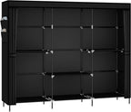 83" Closet Wardrobe, Portable Closet for Bedroom, Freestanding Clothes Rack with Non-Woven Fabric Cover, 5 Hanging Rods, 6 Storage Shelves, Clothes Storage Organizer, Black