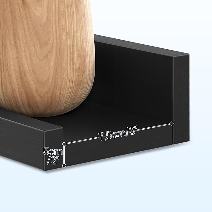HOOBRO Floating Shelves, Wall Shelf Set of 3, 35.4 Inches Hanging Shelf with Raised Edge and Invisible Brackets, for Bathroom, Bedroom, Kitchen, Office, Living Room Decor, Black BK90BJ01