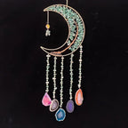 Green Agate Dream Catchers with Crystal Tree of Life Gemstone Dream Catchers Natural Gem Agate Wall Hangings Room Dreamcatchers Decor (Green)