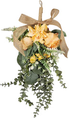 Artificial Flower Teardrop Swag Handmade from Silk Flowers and PP As A Decorative Flower Wreath Wall Ornament Garland Window Decoration for Various Us, Orange