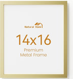 14x16 Aluminum Metal Picture Frame,Tempered Glass Gold Photo Frame 14x16 for Family Photo,Posters,Art,Document to Wall Mount Horizontally or Vertically