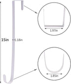 Sattiyrch 15" Wreath Hanger for Front Door,Sturdy Steel Wreath Door Hanger,Over The Door Hanger Hook (White,1)