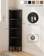 Corner Shelf, 5 Tier Corner Bookshelf, Display Corner Shelf Stand with Storage Rack, Wall Corner Bookshelf for Living Room, Bedroom, Office, Black