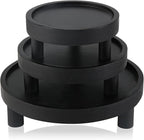 3PCS Wooden Display Risers for Display,Wood Riser Display Pedestal Stand for Home Décor (Modern Black,8,6,5'')