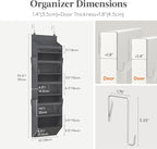 Lifewit 1 Pack Over the Door Organizer, Clear Window Hanging Storage with 4 Side Pockets, Anti Tilt 40 lbs Load Behind Door for Pantry, Nursery, Bathroom, Bedroom, Dorm, 5 Section, Gray