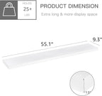 QEEIG Floating Shelves for Wall 55.1" Extra Long - Wall Mounted Shelf Bathroom Kitchen Living Room Bedroom Farmhouse Home Decor Display Bookshelf Large 55.1 x 9.3 inch Set of 2, White (008-140W)