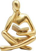 Jinkoozz Gold Reading Women Statue, Thinker Sculptures, Abstract Art Ornament, Modern Aesthetic Figurine Decoration, Suitable for Home Living Room Bedroom Office Shelf Table Desk Bookshelf Decor
