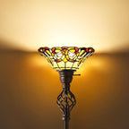 GyroVu Tiffany Floor Lamp Torchiere Floor Lamp with Stained Glass 71 Inch Tall Floor Lamp Standing Reading Light Floor Lamp for Living Room Corner Bedroom Home Office, Bulbs Included