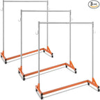 VEVOR Z Rack, Industrial Grade Z Base Garment Rack, Rolling Sturdy Steel Z Base Clothing Rack with Lockable Casters, for Home Clothing Store Display Orange (3 Sets)