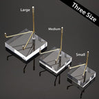 Hipiwe Clear Acrylic Display Stand Holder with Adjustable Metal Arms Display Easel Stands for Gemstones Fossils Minerals Agate Slabs Plates Crystals Saucers Collectibles, 3.1x3.1x4.5 inch