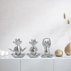 Suoedd Silver Frog Figurines Yoga Decor Set of 3 –Frog Yoga Statues for Modern Living Room Table Office Bookshelf Shelves Home Sculptures Decor, for Mom Dad Women