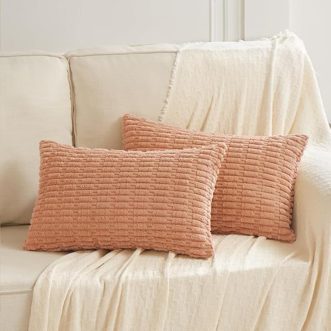 Fancy Homi 4 Packs Decorative Throw Pillow Covers for Living Room Couch Bed, Modern Farmhouse Boho Home Décor Accent Cushion Case, 24" x 16", Peach
