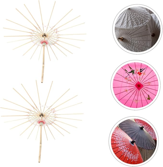Cabilock Handmade Wooden Umbrella Frame Oil Paper Umbrella Stand Decorative Rack for Home Party Stage Diy Project Random Color