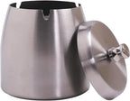Ashtray with Lid for Cigarette, Stainless Steel Smokeless Odorless Windproof Ashtrays for Home Office Tabletop Outside Patio Outdoor Balcony(3.54"x3.0"x3.38")