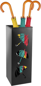 Metal Umbrella Holder, 16.5x6.3x6.3inch Square Free Standing Umbrella Rack Decorative Umbrella Holder Bin Multipurpose Walking Sticks Holder for Umbrella Cane Entryway Home Office (Style B)