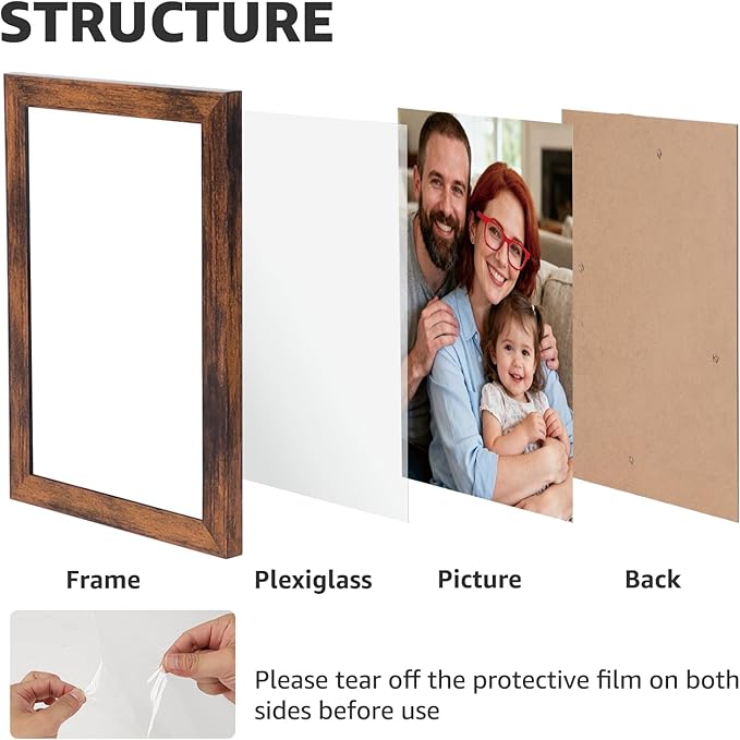 Giftgarden 4x6 Picture Frame Set of 18, Lightweight 4 by 6 Frames Bulk for Gallery Wall Photo Hanging and Tabletop Display, Rustic Brown