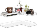 Sezanrpt 11.4x16 Inch Acrylic Corner Floating Shelf Set of 2, White Corner Wall Shelf for Home Décor, Speakers, Security Cameras, Toileries, Plants, Figures, Cosmetics, Books