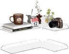 Sezanrpt 11.4x16 Inch Acrylic Corner Floating Shelf Set of 2, White Corner Wall Shelf for Home Décor, Speakers, Security Cameras, Toileries, Plants, Figures, Cosmetics, Books
