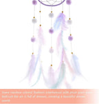 Pretty Jolly Purple Cat Kids Dream Catcher Wall Decor Pompom Feather Baby Dreamcatcher Handmade Children Dream Catcher Home Décor Wall Hanging for Nursery Bedroom Boys Girls Birthday Gift-25.6in