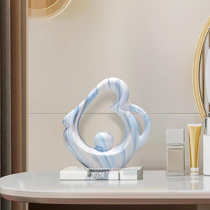 Sculptures Home Decor Ceramic Statue, Blue Sculpture Living Room Table Decor, Shelves Decor Dining Room Table Centerpieces, Abstract Art Coffee Table Decoration, Heart Decor