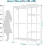 Ulif F2 Clothes Rack, 5 Tiers Heavy Duty Garment Rack for Bedroom, Freestanding Adjustable Closet Storage Organizer, 46.1" W x 15.4" D x 78.3" H, Load 630lbs, Upgraded White