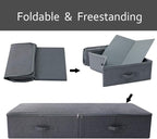 39.4 inch（100cm）Longer Bedroom Underbed Storage Containers with Lid for Duvets, Blankets, Clothes, Shoes, Toys, Comforters, Wedding Dress Folding Rigid Organizer Bins, Black Gray