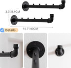 Industrial Wall Pipe Clothes Bar - Heavy Duty Metal Coat Hanger with Hook, Wall-Mounted Garment Holder Racks,Wall Clothing Racks/Hanging Rail, 6Pcs