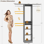 48" Closet Organizer System, 4FT Closet System for Small Closets with 4 Hanging Rods & 3 Shelves, 80"H Small Closet Organizers and Storage for Bedrooms, Cloakrooms, Gray