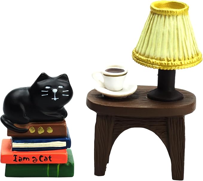 RAQWI Cute Mini Cat on Books Figurine Resin Cat for Office, Home Decoration Perfect Cute Cat Gift for Cat Lovers