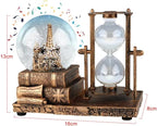 LED MusicCrystal Snow Globe， Sand Timer ，Hourglass,Home Decor,Table Decor for Living Room ，Office Desk Decorations[Brass Tower ]