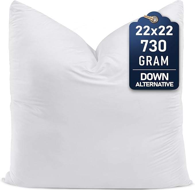Utopia Bedding Throw Pillows (Set of 1, White) – 22 x 22 Inches Down Alternative Pillows for Bed, Sofa, and Couch - Fluffy Decorative Stuffer Pillow for Indoors & Outdoors