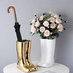 GLigeT Umbrella Stand Holder, Creative Boots Shape, Porcelain Ceramic, White