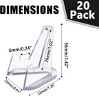 Bonsicoky 20 Pack Mini Clear Acrylic Easel Display Stands - Durable Display Holders for Coins, Card, Medals, and Collectibles - 1.4 Inch Tall