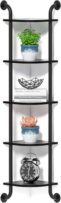 Tinpin Corner Shelf 5-Tier, Wall Shelves for Bedroom, Hanging Corner Shelves Wall Mount, Rustic Industrial Pipe Shelves for Bathroom Thanksgiving Day, Living Room Decor (Black)