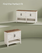 VASAGLE LIRY Collection - Shoe Cabinet, 3-Tier Storage Organizer, Shoe Shelf, Farmhouse Freestanding Cabinet, Height-Adjustable Shelf, 13.8 x 47.2 x 27.6 Inches, Rustic White ULBC039W01