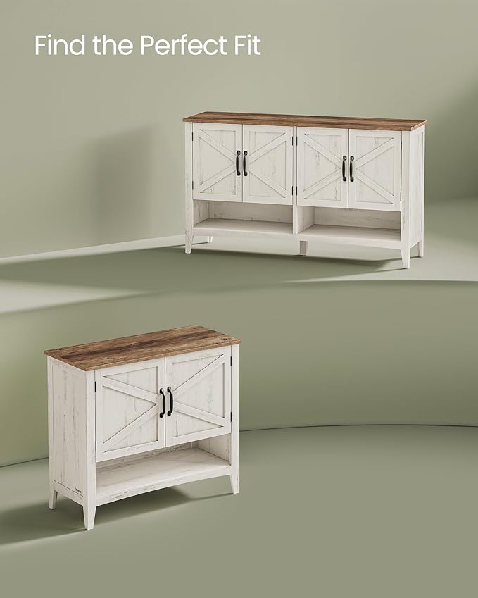VASAGLE LIRY Collection - Shoe Cabinet, 3-Tier Storage Organizer, Shoe Shelf, Farmhouse Freestanding Cabinet, Height-Adjustable Shelf, 13.8 x 47.2 x 27.6 Inches, Rustic White ULBC039W01