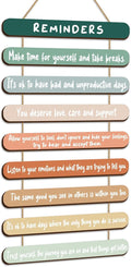 Yookeer Mental Health Reminders Wall Decors Wooden Hanging Art Counseling Room Decor Positive Psychology Affirmations Feelings Pediments for Home Counseling Office(Warm Color,Classic Style)