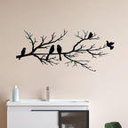 Metal Birds Wall Art, Metal Vivid Birds on Branch Silhouette Wall Decor Black Leaves with Bird Outdoor Hanging Wall Sculpture for Home Balcony Garden(Large)