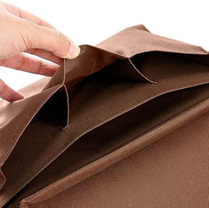 Sofa Armrest Organizer, Couch TV Remote Storage Organizer with Pockets for Recliner Armchair Snacks Glasses Smartphone Magazines Pouch (Brown+Brown)