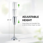 CO-Z Adjustable Ash Tray, 2-in-1 Standing Ashtray for Outside Patio Indoor Use with Extendable Pole, 20-35 in. Windproof Standing Tabletop Cigarette Butt Disposal, Covered Ash Holder for Home, Chrome