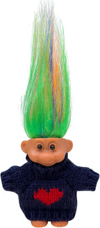 Retro Vintage Lucky Troll Dolls Assorted Hair Colors Chromatic Adorable for Collections, School Project, Arts and Crafts, Party Favors (Black)