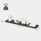 HOOBRO Floating Shelves for Wall, Wall Mounted Shelf Set of 2, 47.2" Hanging Shelf with Invisible Brackets, for Wall Decor Storage in Bathroom Bedroom Kitchen Living Room Office, Black BK120BJP201