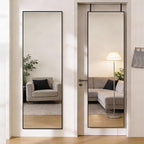 DUMOS 47"x14" Full Length Door Mirror, Full Body Mirror with Aluminum Alloy Thin Frame, Leaning or Hanging, Suitable for Bedroom, Livingroom, Cloakroom, Black