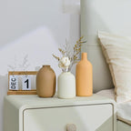 Ceramic Vase Set of 3,Neutral Modern Vases for Bouquet Pampas Grass Dried Fresh Flowers,Rustic Home Decor for Living Room,Bedroom Entryway(Beige)