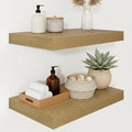 Vivelove 12 Inch Deep Floating Shelves 16 inch Long, 2 Inch Thick Wall Shelves with Invisible Brackets, Shelf for Bedroom Bathroom Living Room Kitchen Office Home Decor, Modern Shelf Set of 2, Oak