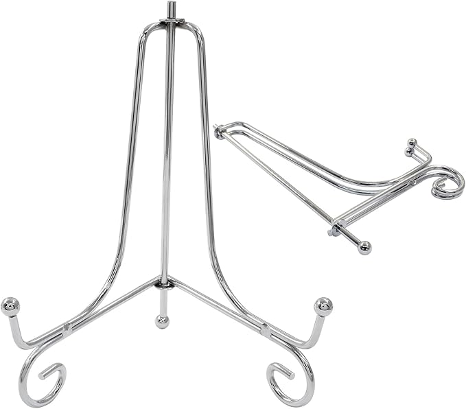 2 Pack Silver Plate Stands for Display 6 Inch， Photo Holder Stand for Picture Frame, Decorative Plates, Book, Photo, Collectibles