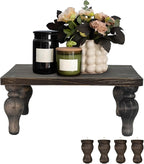 MAONAME Decorative Wooden Display Riser, Farmhouse Wood Pedestal Stand for Display, Rustic Washed Black Tray Riser for Kitchen, Home Table Decor, Short and Tall Footed