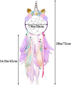 QtGirl Dream Catchers for Kids Unicorn Wall Decor for Girls Bedroom Flower Feather Wall Hanging Decoration