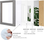 Egofine 5x7 Picture Frames Set of 4, Made of Solid Wood Covered by Plexiglass 3.5x5 and 4x6 with Mat or 5x7 without Mat, for Table Top Display and Wall Mounting Photo Frame Light Grey